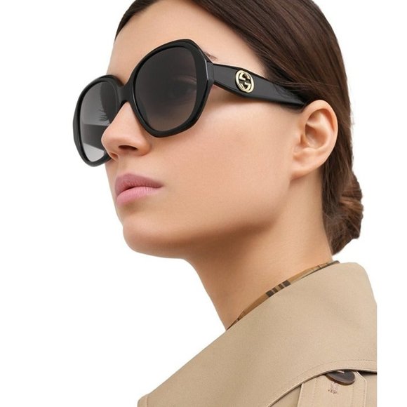 Gucci GG0796S 001 Women Square Sunglasses - Black / Grey main image 8